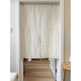 日式亚出麻素茶白分片色分片米色门帘吊穗绳租屋半帘卧室绑隔短断