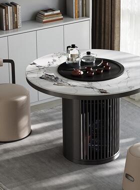 0A轻奢岩板茶现F77J555S台桌茶家用阳台功夫泡台代约圆形简小户型