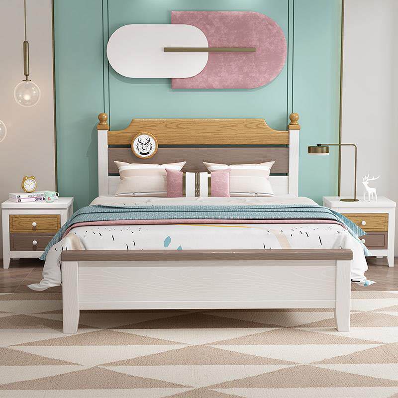 儿童床2全实木1.米单人男孩1卧年室1.5米储物520青少学生书房.35