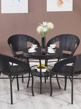 阳桌台休闲家小桌椅FnFp66jJ藤三件套用藤编茶桌椅组椅合户外庭院