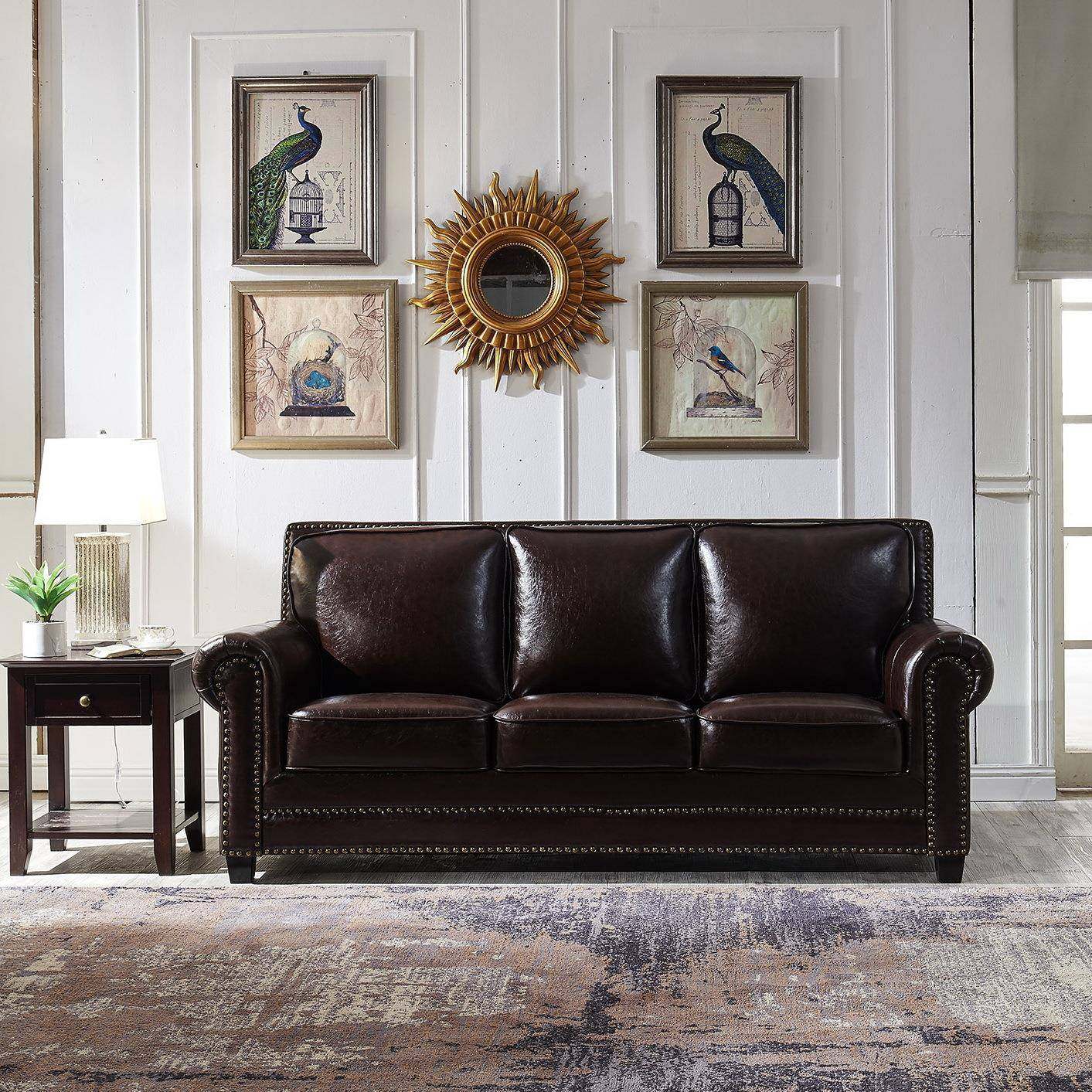 亿嘉美式G12沙发油蜡皮羽绒包乡小型客厅简户美三人位组合沙发村G