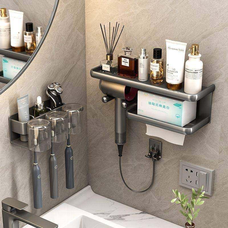 G1F贝凯风机置物架生间洗脸多巾功56790能收纳架电吹风卫免打孔浴