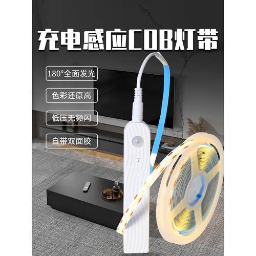 充电传感器灯悬挂悬挂电视柜无线不干胶免接线柜Led气氛USB灯条