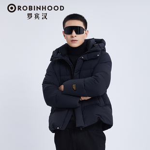 罗宾汉黑色短款羽绒服情侣款鹅绒运动休闲保暖时尚潮流百搭外套