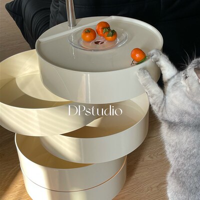 DPstudio北欧创意旋转多层可移动床头柜ins收纳推车简约圆形储物