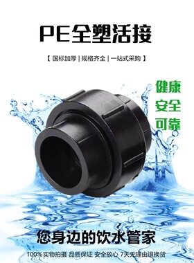 PE全塑活接 20 25 32 饮用水管热熔配件 4分6分活接头 pe水管管件