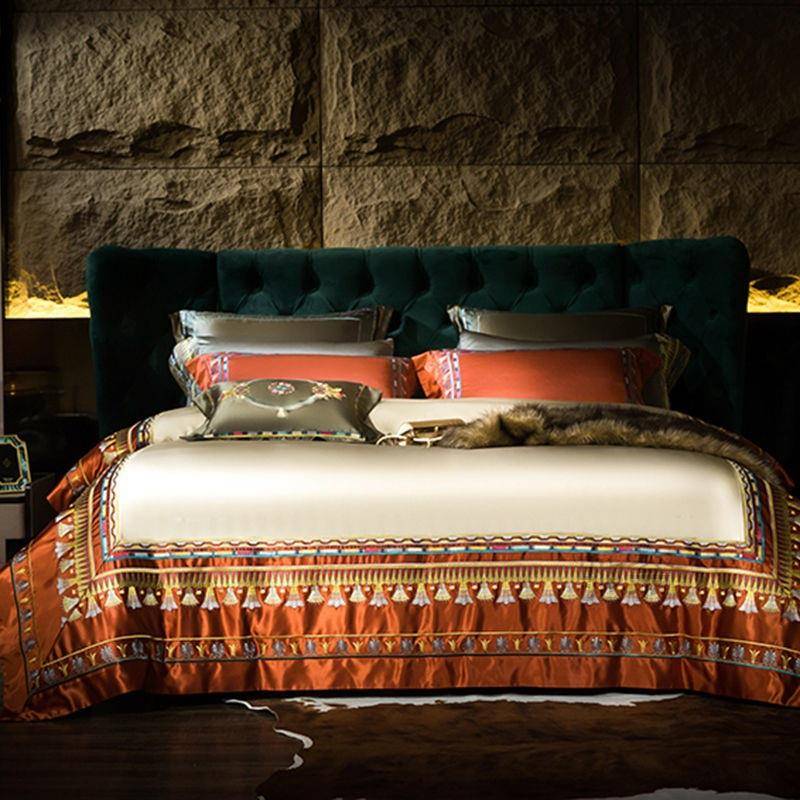 麓r高端轻奢150支真别丝棉四上件套式全CED棉刺绣墅被欧套纯棉盖