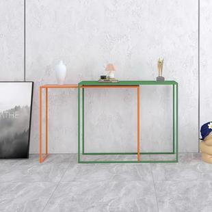 7W现代铁艺简缩墙玄关桌走廊置物架可伸长靠条桌子DEA组合吧台约