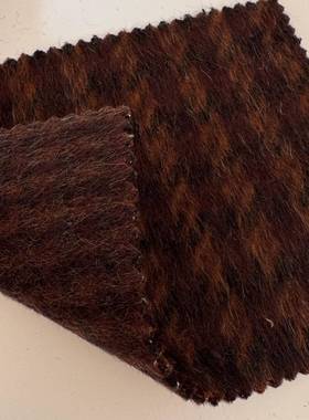 羊B驼毛双面色织长毛顺千鸟格A格AEJ子精纺面880G时装大衣毛呢柔