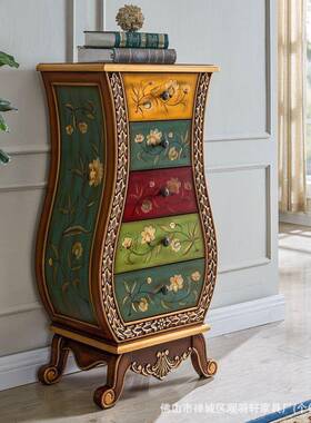 欧式四五斗柜装饰收纳柜实木物三柜美式抽屉柜彩76135储绘柜储物