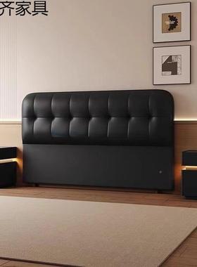 床头软包靠背背板2WUS025现代地新款简约一体单木轻奢落买黑实色