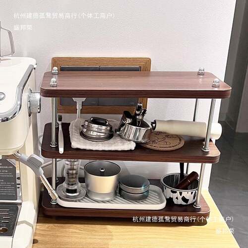 NCQ置物架中古风架纳子厨房架子公办桌隔层工架位桌面收小书架