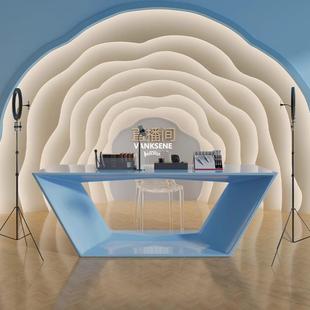 烤漆接待台直播间直技播台ZL-005前台公服装店约现代科简感展台司