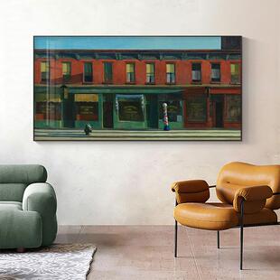 夜鹰》爱德华霍普油画FMM夜游头者装饰画客厅厅店卧餐室酒床挂画