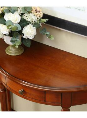 W6欧式实玄木桌隔断关柜VWH美式关柜长条桌玄靠墙走廊半圆玄关台