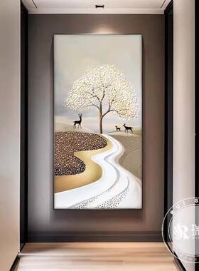 2025新款福鹿招财关玄装饰画代简约走过道挂画VGJ高档寓意好现壁