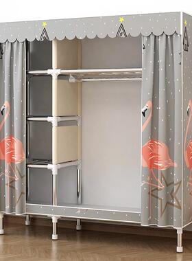 衣柜钢架粗GSU加纳布衣厚柜出租房屋组装布艺挂衣橱收子大容量收