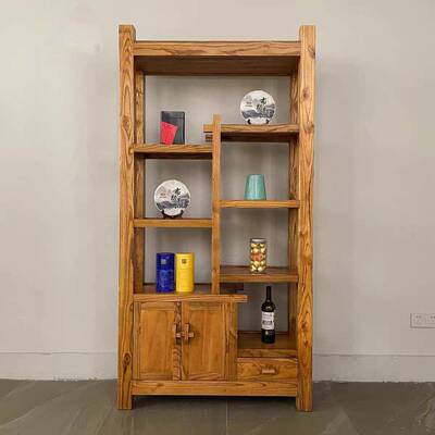 实木多阁17163格博古架老榆家用中式多宝文玩示架茶室木办公展室