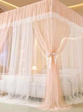 A类双层纱落地宫廷蚊帐双人家主用公风米QHI18床老米式15带支架纹