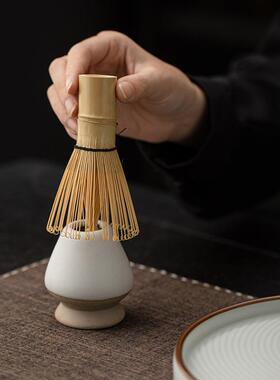 瓷汝窑抹茶七件可开陶CYG25818带嘴打茶碗宋代点茶工具片套茶筅立