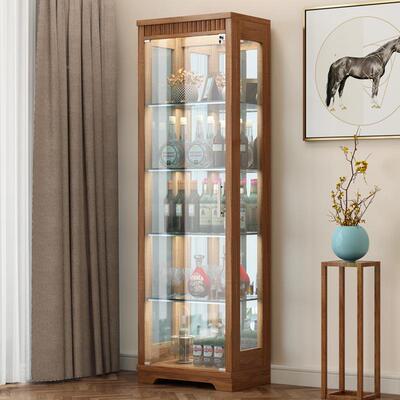 实木玻璃柜展示柜现33019代简约客厅靠墙玻新中酒式酒柜璃家门用