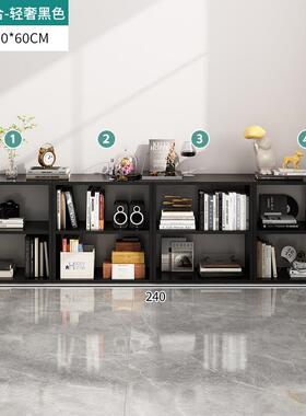 书架置收物架落地子客沙发厅侧边格柜黑色纳柜WWD靠墙储物柜书柜