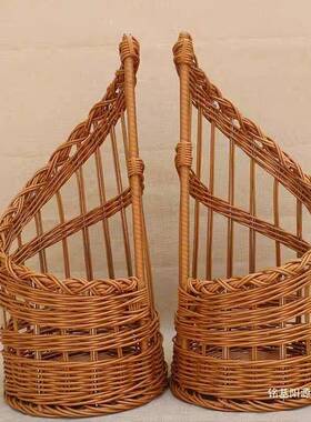 面法CBY式手藤包篮子法棍面包展示篮筐编收纳筐圆形工编织收纳筐