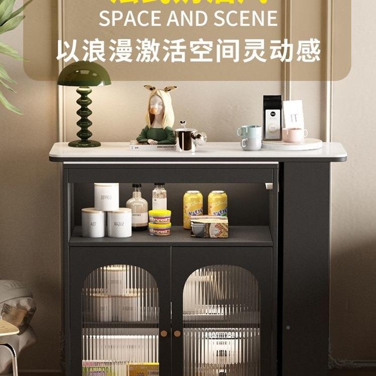 黑吧台桌家用法式隔断985边柜客奶厅油色风中餐岛台餐厅靠墙柜子