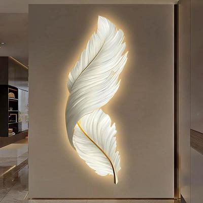 ED氛围灯画玄关羽毛挂画ACN现代奢简约L轻客装饰画走廊楼梯墙壁厅