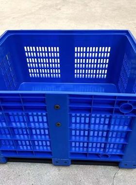 加厚塑1料周转箱叉1JWO20型物流箱封闭卡板箱网格箱式托盘车物大