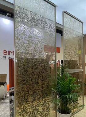 酒店别墅铝合金代璃丝玻屏风现简约镂空屏风客LVE夹厅玻璃隔断屏