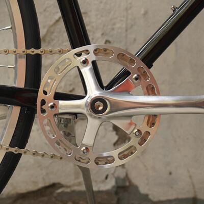 2Wheels 复古牙盘曲柄自行车银色牙盘护盘曲柄盘片CNC切割定制款