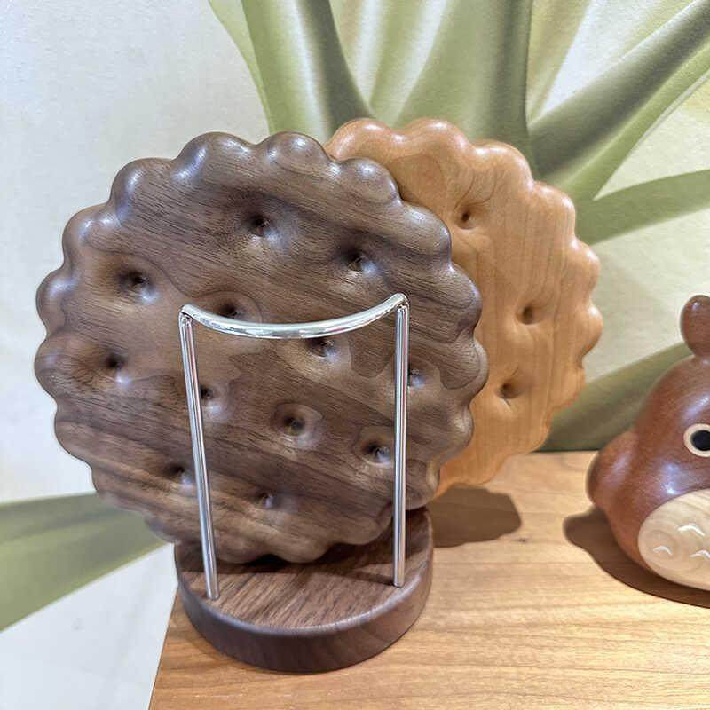 北美黑胡桃木圆饼干隔热垫创意可爱餐桌垫杯垫加厚防烫垫家用锅垫