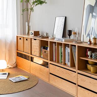 二黑木作 无界组合柜 书柜中古风展示柜实木抽屉餐柜储物收纳