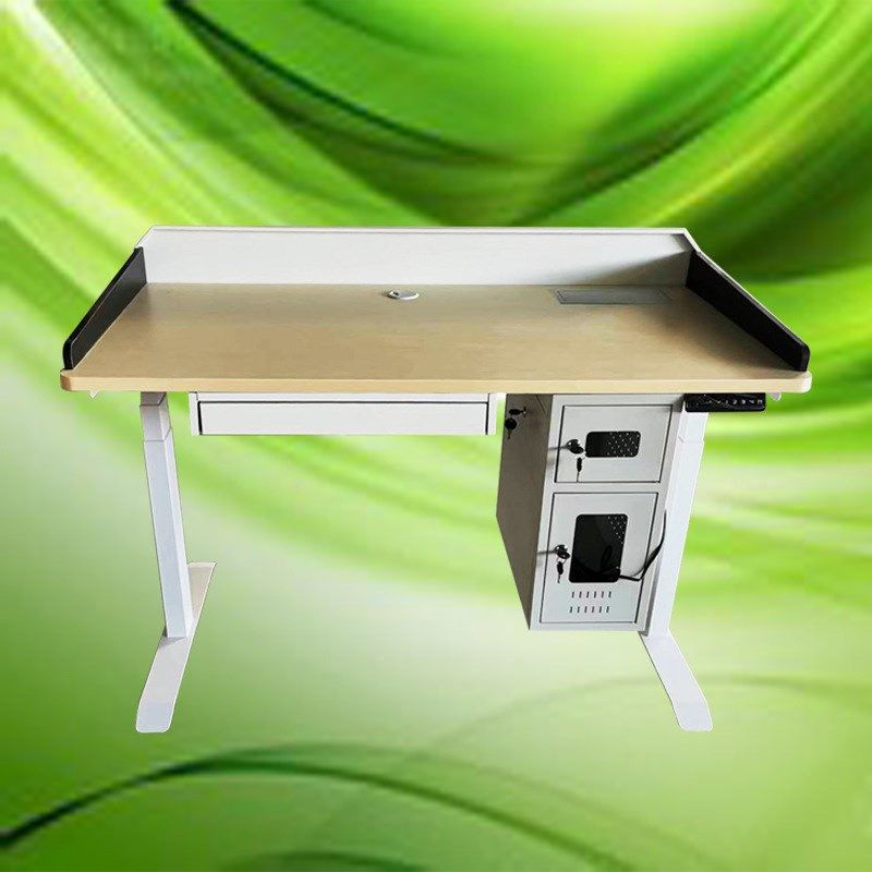 广州新款电动升降桌钢制台式讲桌演讲桌教师教室讲台桌班班通讲台