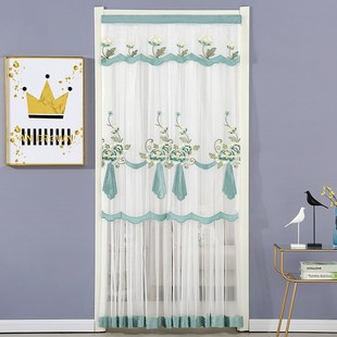 蕾丝门帘家用四季 通用双层隔断帘免打孔卧室纱门帘子 防蚊纱帘夏季