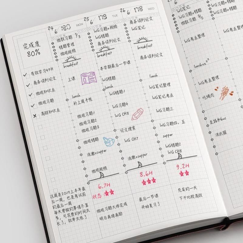 自填日期象限周计划网格手账本计划表A5B5时间轴记V录本规划日程