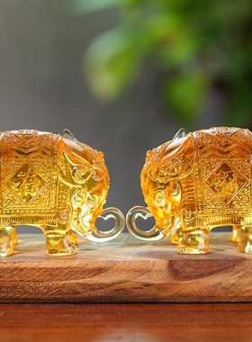 古法琉璃吉祥象家居客厅办v公室桌面摆件吉象装饰礼品乔迁开业送