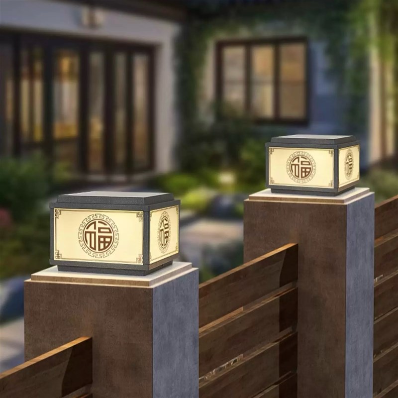 别墅柱头灯太阳能铝合金简约现代围墙庭院K灯户外防水防锈大门柱