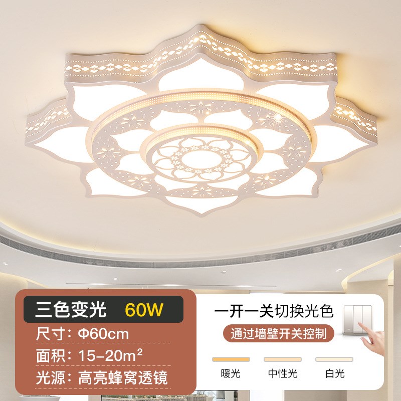 2024大客厅吸顶灯现代简约花形家用灯1.2米大气餐厅莲花灯2米