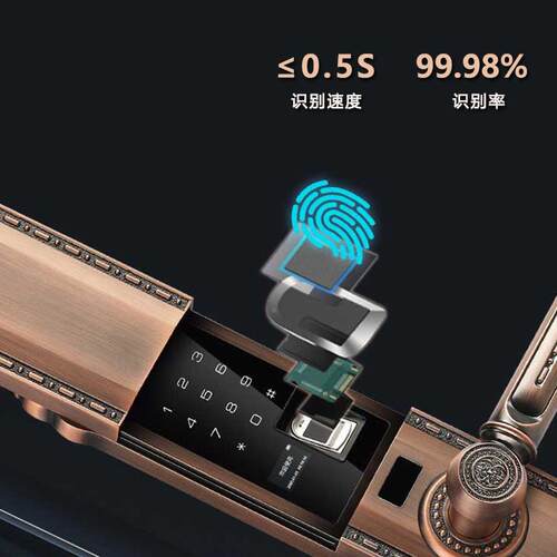 区复古欧式别指纹锁防水K666户智能锁铜质双开门密码锁外小防墅盗