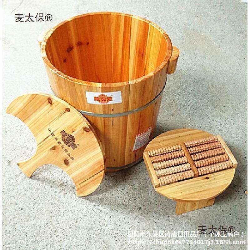 泡脚桶带盖藏奥C堂带凳子加厚高5644太木0M香杉木足浴洗脚桶木质