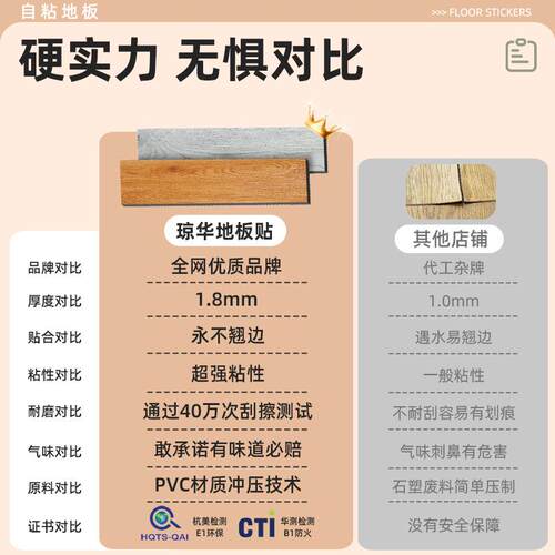 0㎡木pvc地板贴家用地1板革加耐厚磨防水自粘翻新改造地板863自己