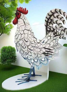 欧铁艺仿真工公户外摆件QEN桌面鸡装饰庭式院园林花园草坪艺品