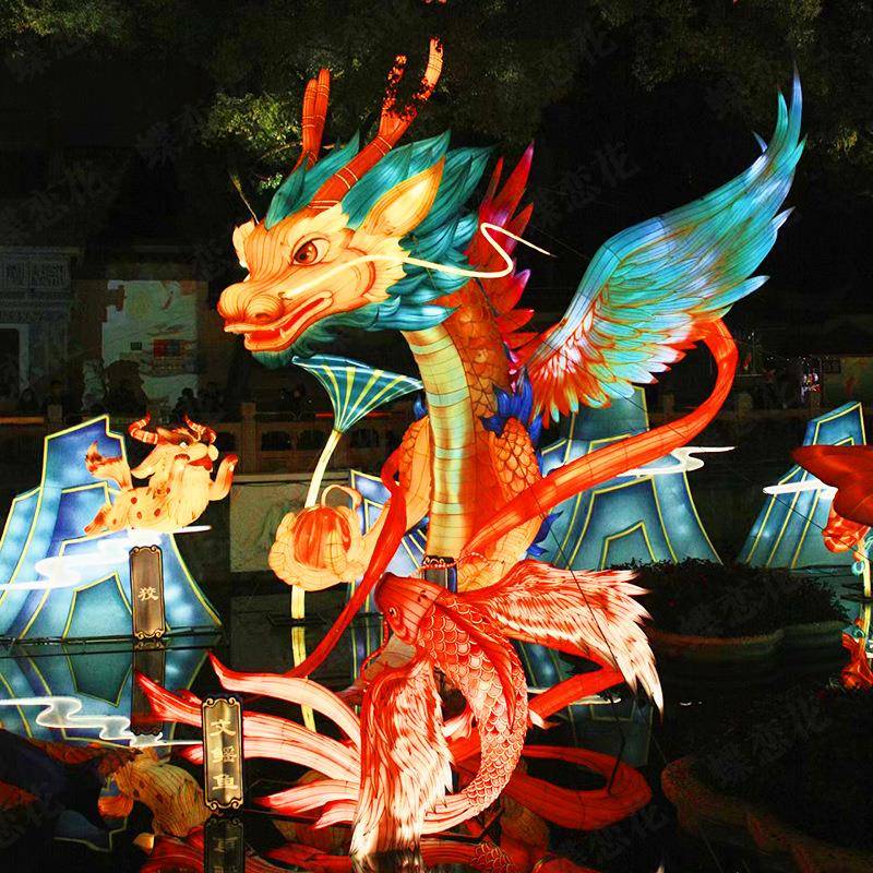 七神彩神鹿花灯造GTX型灯中国话故事传统灯会手绘彩圣诞节中式花
