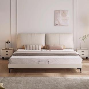 张家式公床子头层皮床现代简约18m主卧双KNN人床意极简皮艺双人婚