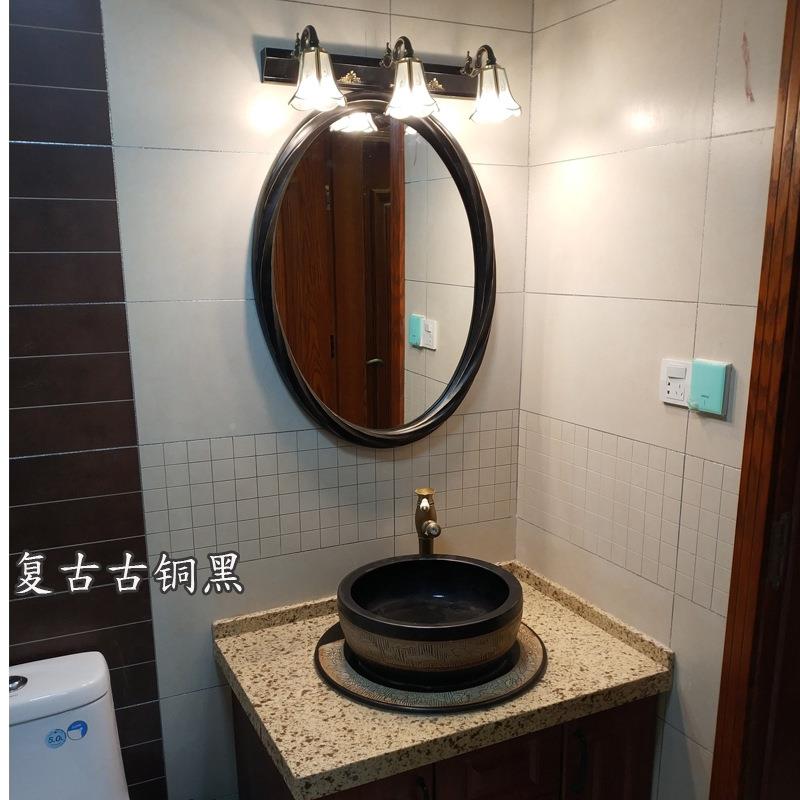 美式复古卫轻酒无品牌/奢浴室镜椭所圆壁挂装饰镜店生间台盆镜子