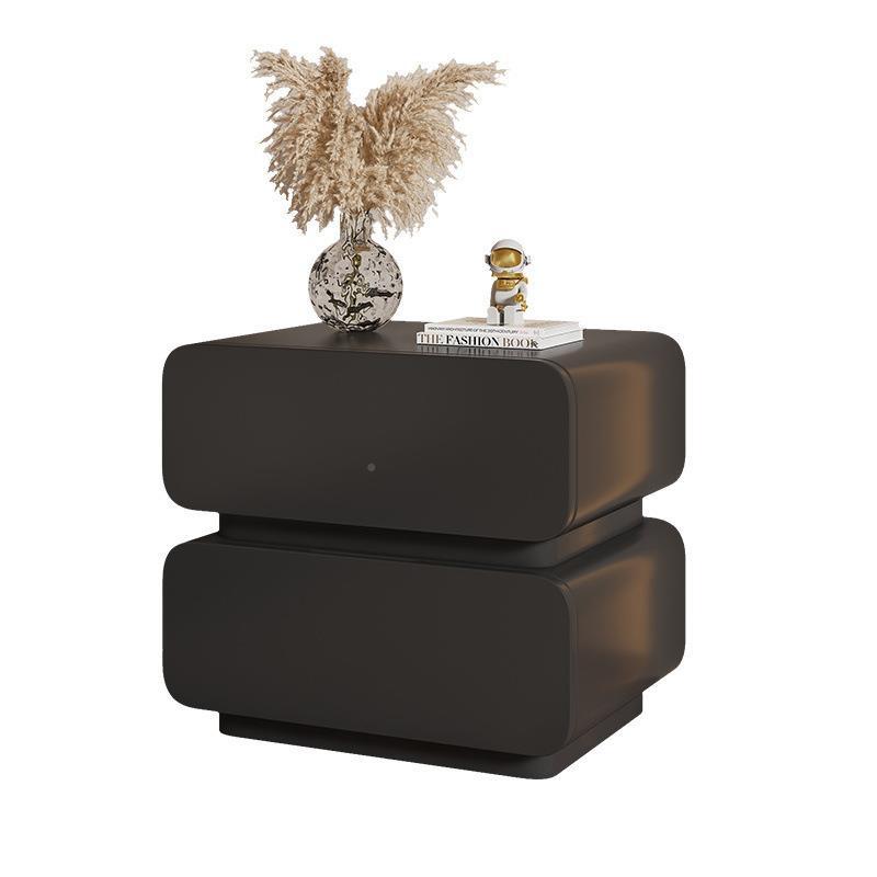 实木油奶风床头柜皮质简约现代小卧安tky室床边柜极简易收纳柜免