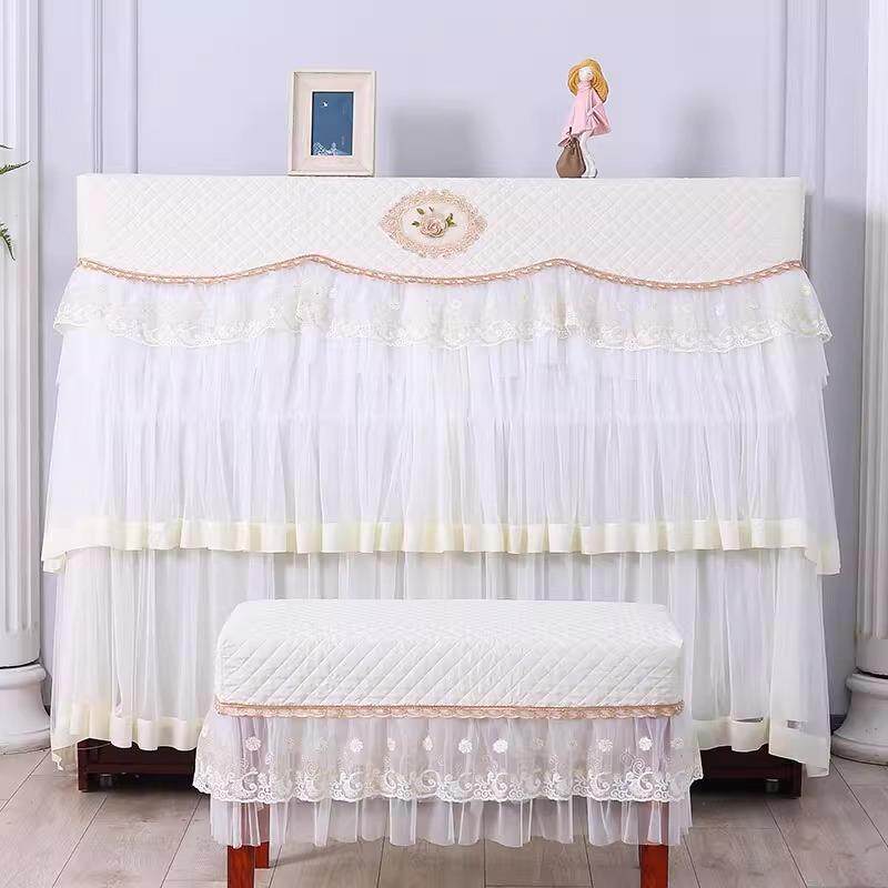 钢琴防尘罩奢现代轻尘盖大布高端气电钢琴凳套罩家防用蕾243丝琴