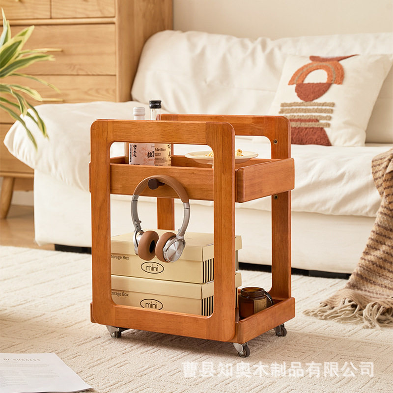 实木置物架客厅可移动茶几床头柜卧室沙发边几书包收纳架储物架子